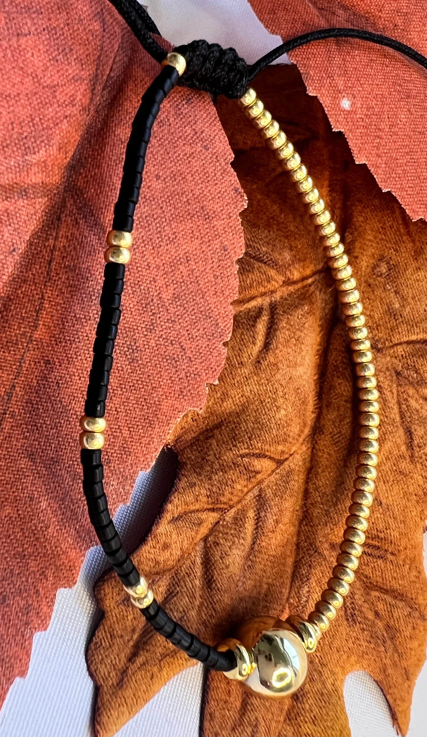 Gold Plated Beads and Black Stone Bracelet