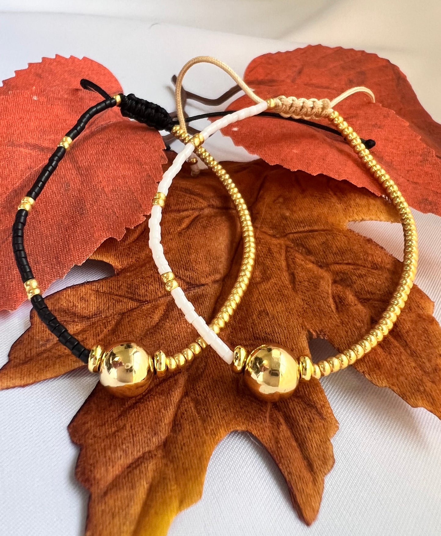 Gold Plated Beads and Black Stone Bracelet